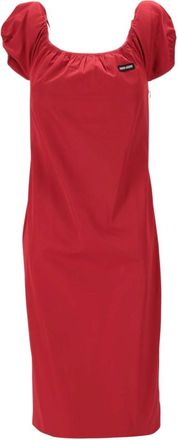 Miu Miu Red Scoop Neck Midi Dress