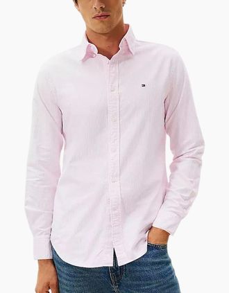 Tommy Hilfiger Mens Tommy Hilfiger Mens Shirts Pinstripe Slim Fit Shirt - Pink - Size: 42/Regular