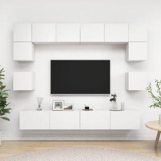 vidaXL Set De Muebles De Sal&oacute;n Tv 8 Piezas Madera De Ingenier&iacute;a Blanco Vidaxl