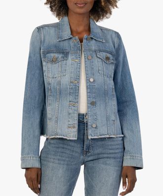 Kut from the Kloth Julia Crop Denim Jacket- In Blue
