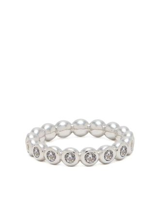 Missoma gemstone-studded ring - women - Rhodium-Plated Recycled Sterling Silver/Cubic Zirconia - S