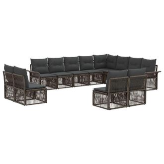 vidaXL Conjunto De Sof&aacute;s De Jard&iacute;n 12 Pcs Gris Rat&aacute;n Sint&eacute;tico Vidaxl