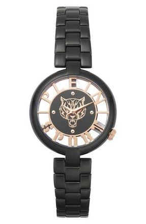 Plein Sport Tiger Luxe Quartz Bracelet Watch, 36mm in Black at Nordstrom Rack