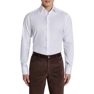 Jack Victor Adlam Solid Herringbone Dress Shirt in White at Nordstrom Rack, Size 15.5