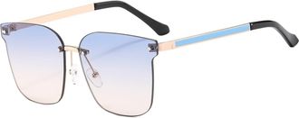 Generic Mens Square Sunglasses Womens Vacation Outdoor Commuter Sun Glasses(Blue)