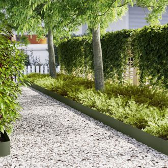 Berkfield Home Lawn Edgings 50 pcs Olive Green 100x0, 5x20 cm Steel