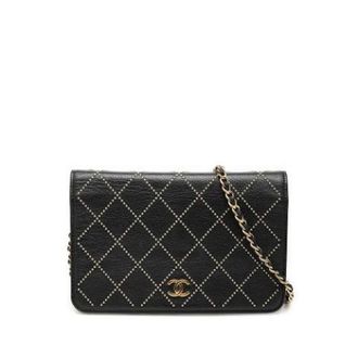 Chanel Pre-owned Wallet on Chain - Studded - Dames - Pre-owned - Zwart - Maat: ONE Size Zijde