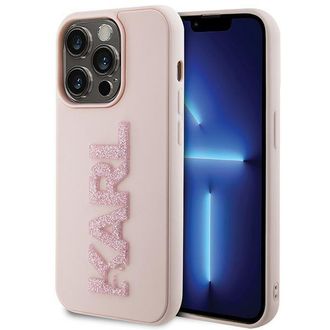 OEM Karl Lagerfeld Klhcp15x3dmbkcp Iphone 15 Pro Max 6.7 Carcasa R&iacute;gida Rosa Con Logo 3d De Goma Brillante