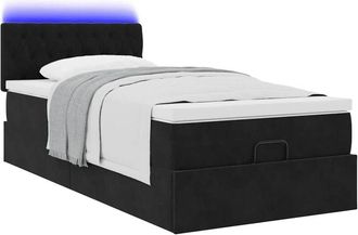 vidaXL Estructura De Cama Otomana Colch&oacute;n Terciopelo Negro 100x200cm Vidaxl