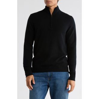 Nordstrom Cashmere Quarter Zip Sweater in Black Caviar at Nordstrom Rack, Size X-Large