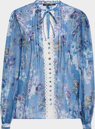 Kobi Halperin Ingrid Pintuck Floral-Print Blouse