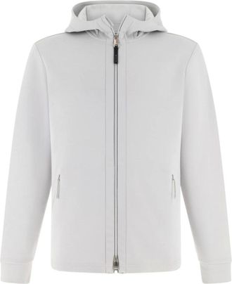 Boggi Milano Hoodies & sweatvesten, Heren, Wit, S, Katoen, Lichtgewicht Scuba Hoodie met Rits