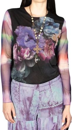 Petit Pois by Viviana G Sheer Top In Romance Bouquet