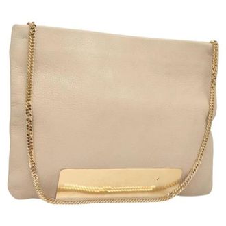 Jimmy Choo London Tweedehands leren schoudertassen - Dames - Pre-owned - Beige - Maat: ONE Size Leer
