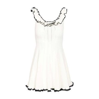 Self Portrait Contrast Trim Knit Mini Dress - female - Self Portrait - Short Dresses - White - XS - Dresses