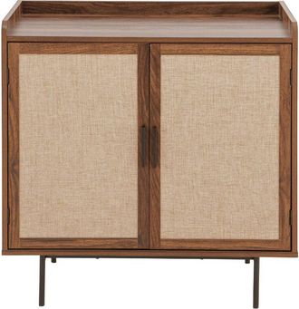 Calicosy Aparador De 2 Puertas Con Acabado De Nogal Y Frentes De Tela L80 Cm - Jetson