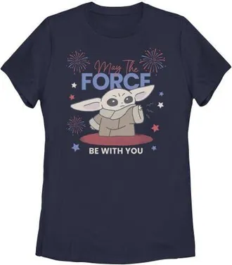 Star Wars Womens Star Wars The Mandalorian The Fireworks Be With You T Shirt in Navy Blue at Nordstrom, Size Xx-Large