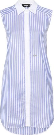Dsquared2 knotted-sleeves striped shirtdress - women - Cotton - 38 - Blue