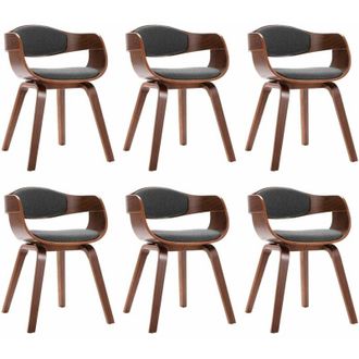 vidaXL Sillas De Comedor 6 Unidades Madera Curvada Y Tela Gris Vidaxl