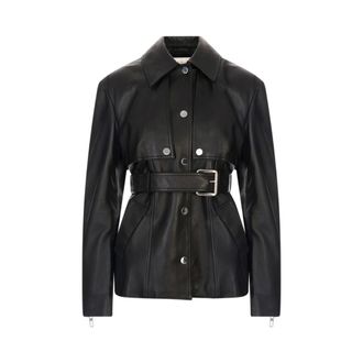 Sportmax Sportmax, Leather Jackets, female, Black, Size: XS Nappa Leather Two-Piece Jacket