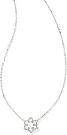 Kendra Scott Snowflake Pendant Womens Necklace Womens Necklace Silver White Opal, Brass
