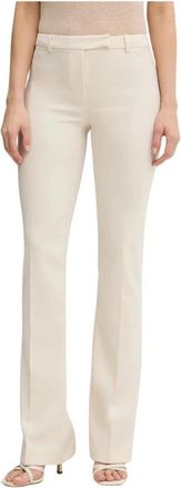 Patrizia Pepe Emblem Flared Broeken - Dames - Wijde Broeken - Beige - L - Polyester - Broeken