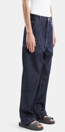 Sofie D'Hoore Womens Pasay Raw Indigo Loose Denim Jeans With Ivory Topstitching Blue Trousers