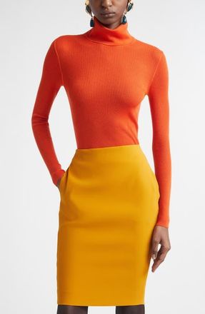 Saint Laurent Cashmere, Wool & Silk Turtleneck Sweater in Orange at Nordstrom, Size X-Large