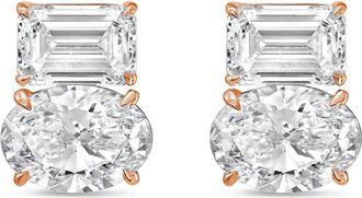 Diana M. Jewels 14kt rose gold 4.00 cts emerald and oval diamond earrings