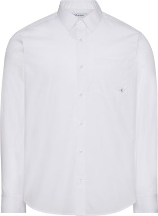 Calvin Klein Jeans Langarmhemd CALVIN KLEIN JEANS LS POPLIN CLASSIC SHIRT, Herren, Gr. M, N-Gr, weiss (brilliant wei&szlig;), Web, Obermaterial: 100% Baumwolle, unifarben, reg