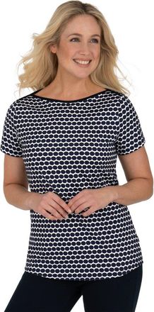 Trigema T-Shirt TRIGEMA TRIGEMA T-Shirt mit schickem P&uuml;nktchen-Muster, Damen, Gr. M, blau (navy), 100% Baumwolle, Shirts T-Shirt