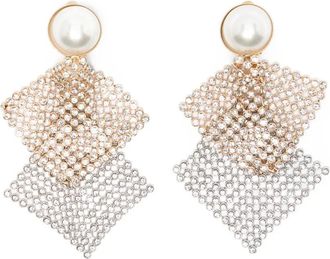 Rosantica Frizz embellished clip-on earrings - women - Brass/Aluminium/Resin/Crystal - One Size - Gold