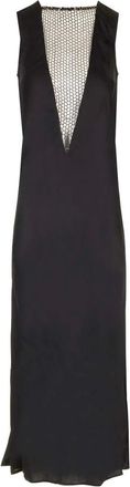 Rotate Rotate Birger Christensen, Kleedjes, Dames, Zwart, S, Polyester, Crew Neck Long Dress