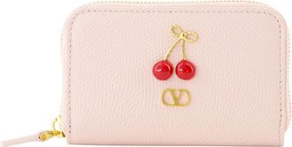 Valentino Garavani Cherryfic Mini Zip Wallet - Dames - Portefeuilles - Roze - ONE Size - Leer - Accessoires