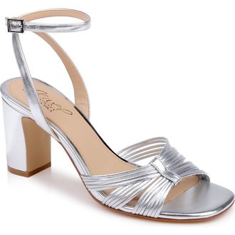 Badgley Mischka Zaylee Ankle Strap Sandal in Silver Metallic at Nordstrom, Size 6.5