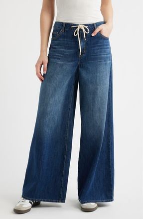 1822 Denim Drawstring High Waist Wide Leg Jeans in Adelaide at Nordstrom, Size 24