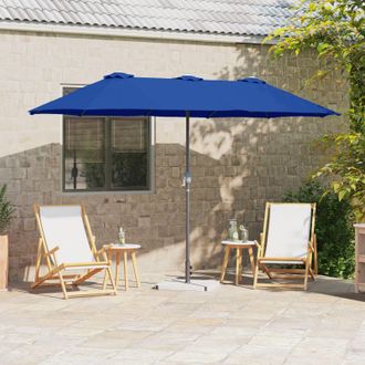 Berkfield Home Garden Parasol Blue 380 x 196 x 235 cm Powder-coated steel