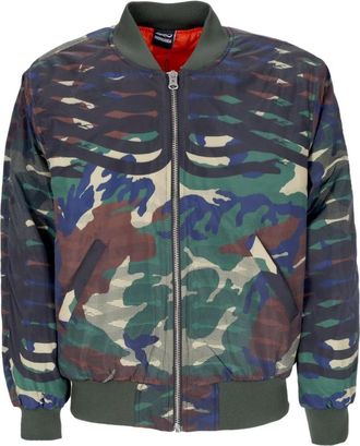 PROPAGANDA Camo Bomberjack met Geribbelde Details - Heren - Bomber jackets - Veelkleurig - S - Polyester - Jassen