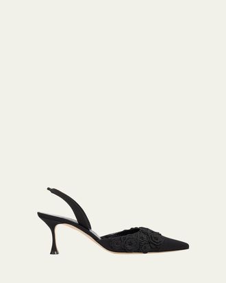 Manolo Blahnik 70mm Svemutasli Gala Floral Slingback Pumps