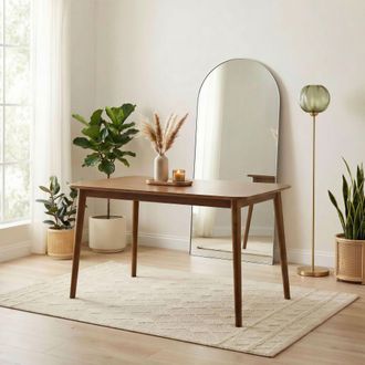 Furniturebox Lynton 4 Seat Rustic Solid Wood Farmhouse Dining Table in Walnut