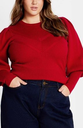 City Chic Jojo Rib Sweater in Red at Nordstrom, Size L