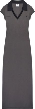 Courr&egrave;ges Grey Black Logo Maxi Dress