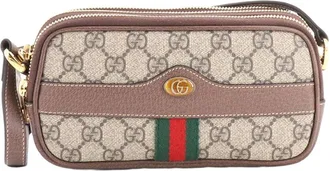 Gucci Brown Gg Coated Canvas Ophidia Crossbody Mini (Authentic Pre-Loved)