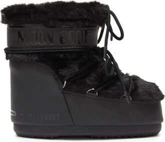 Moon Boot Icon Low Faux Fur Boot - Dames - Winterlaarzen - Zwart - 39 EU - Leer - Schoenen