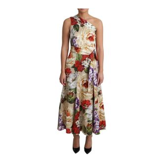 Dolce & Gabbana Floral One-Shoulder Silk Midi Dress