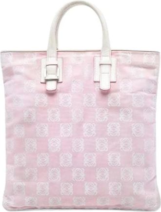 Loewe Pre-owned Canvas Tote Bag - Dames - Vintage Shopper - Roze - ONE Size - Leer - Vintage