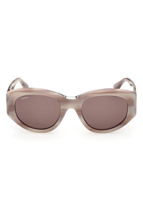 Max Mara 52mm Round Sunglasses in Grey Palladium /Chocolate at Nordstrom