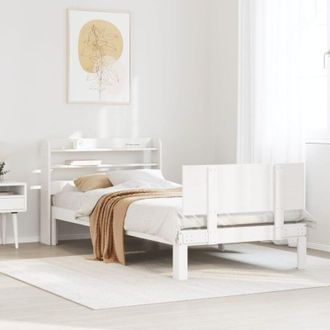 vidaXL Vidaxl - Estructura De Cama Con Cabecero Madera Pino Blanco 75x190 Cm