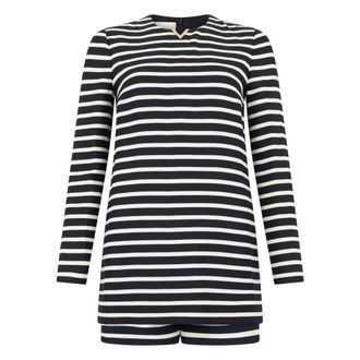 Valentino Garavani Playsuits, female, Black, Size: 2XS Striped Short-Sleeved Dress