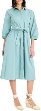 Maggy London Long Sleeve Midi Shirtdress in Mineral Blue at Nordstrom Rack, Size 18 (Similar To 16W)